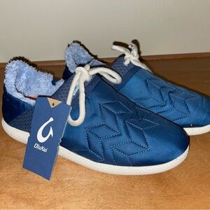 OLUKAI MAHIKI WOMEN'S Quilted Blue Slip-On Shoes